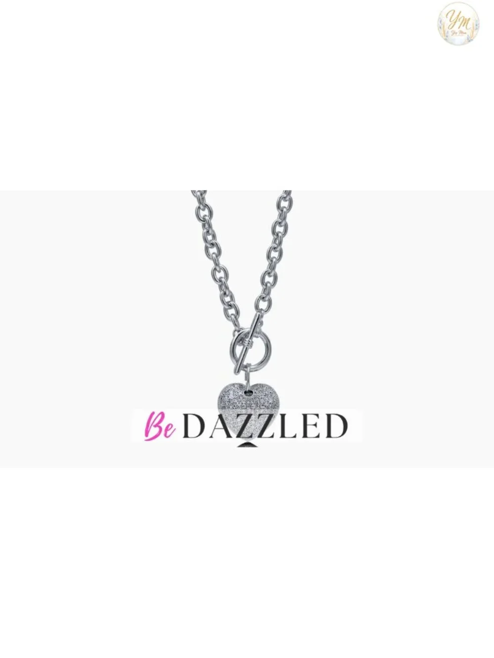 Cubic Zirconia Heart Pendant Necklace, 18
